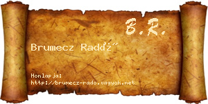 Brumecz Radó névjegykártya